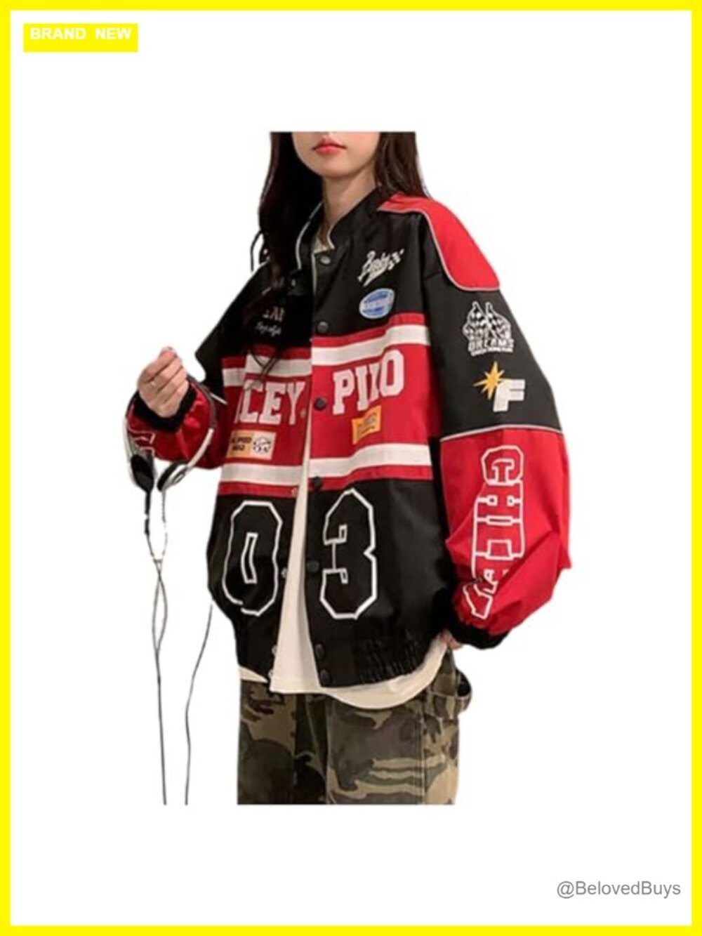 Women's Patchwork Varsity Bomber Jacket Long Sleeve Letterman Streetwear